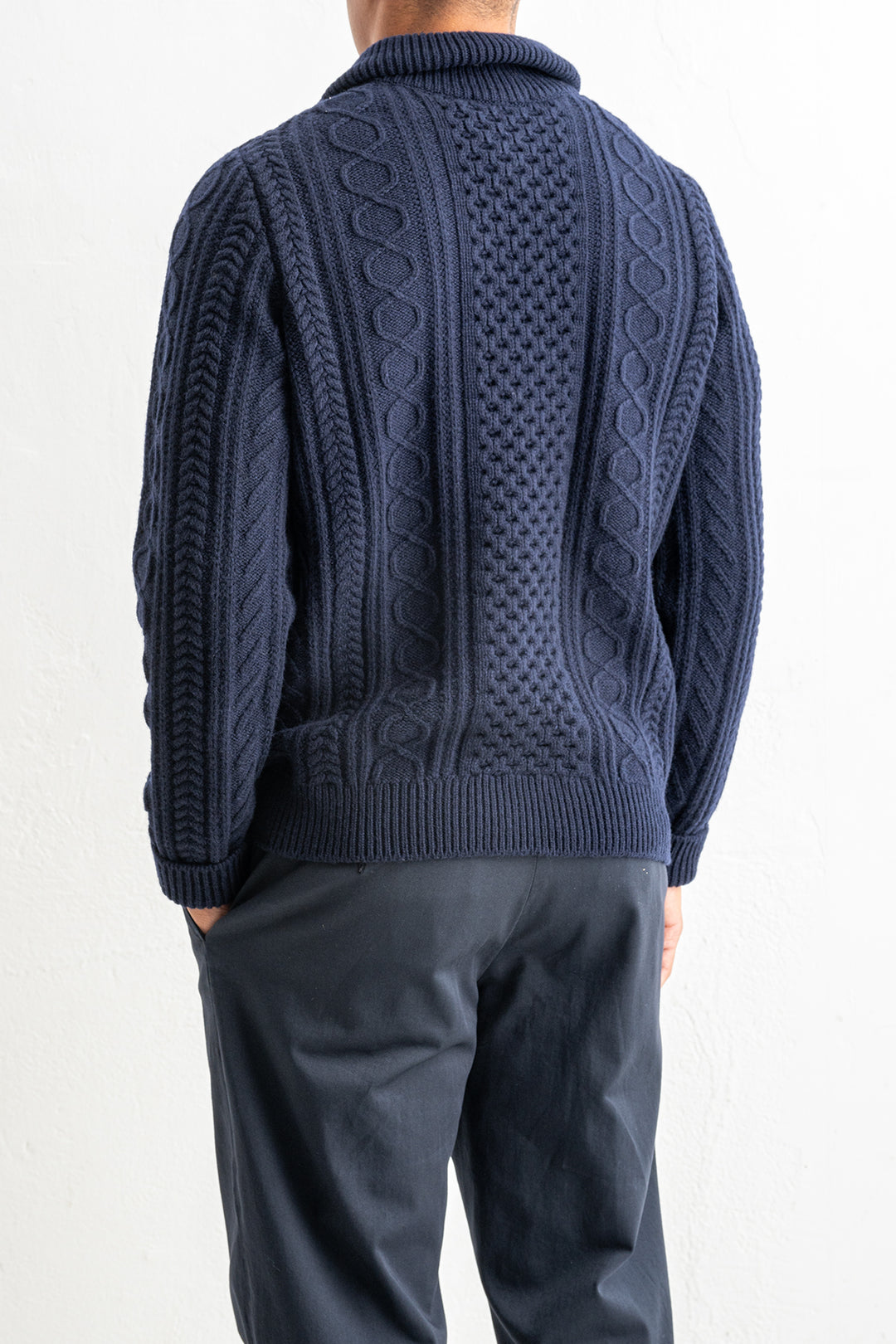 Luxury Wool Cashmere Knitted Sweater Blue Navy