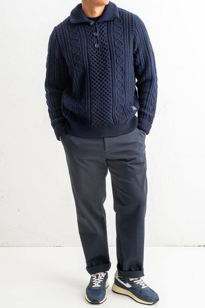 Luxury Wool Cashmere Knitted Sweater Blue Navy