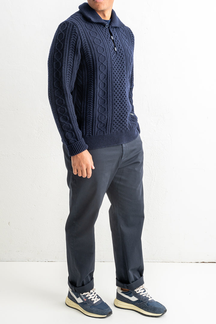 Luxury Wool Cashmere Knitted Sweater Blue Navy