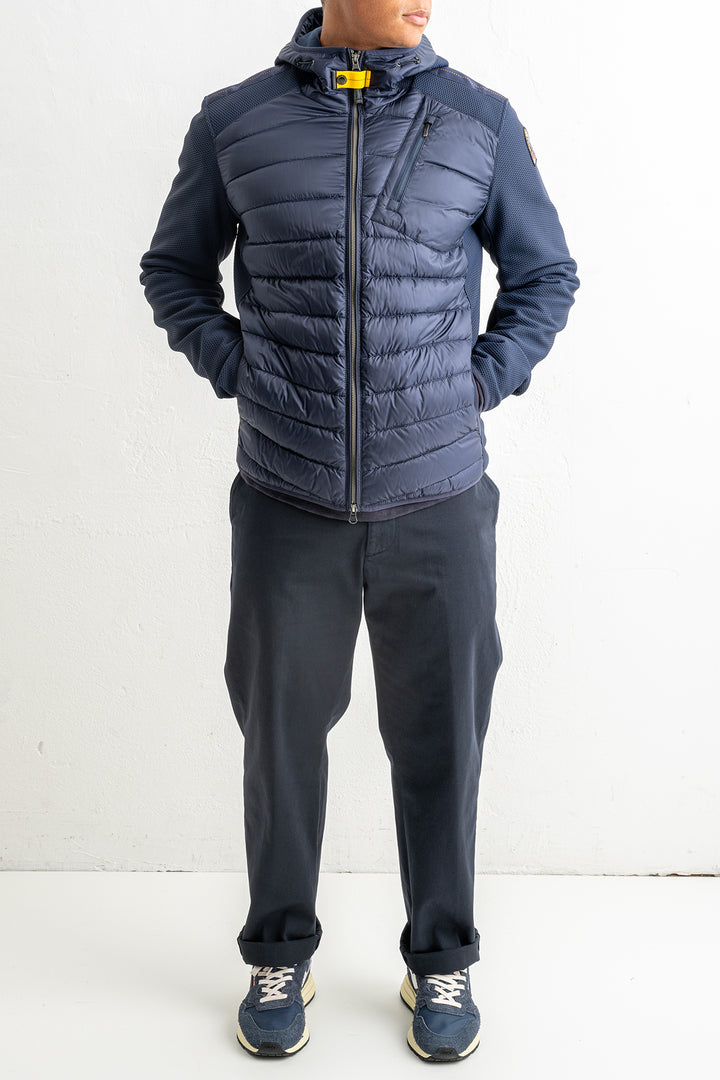 Nolan Fleece/Nylon Hooded Jacket Blue Navy