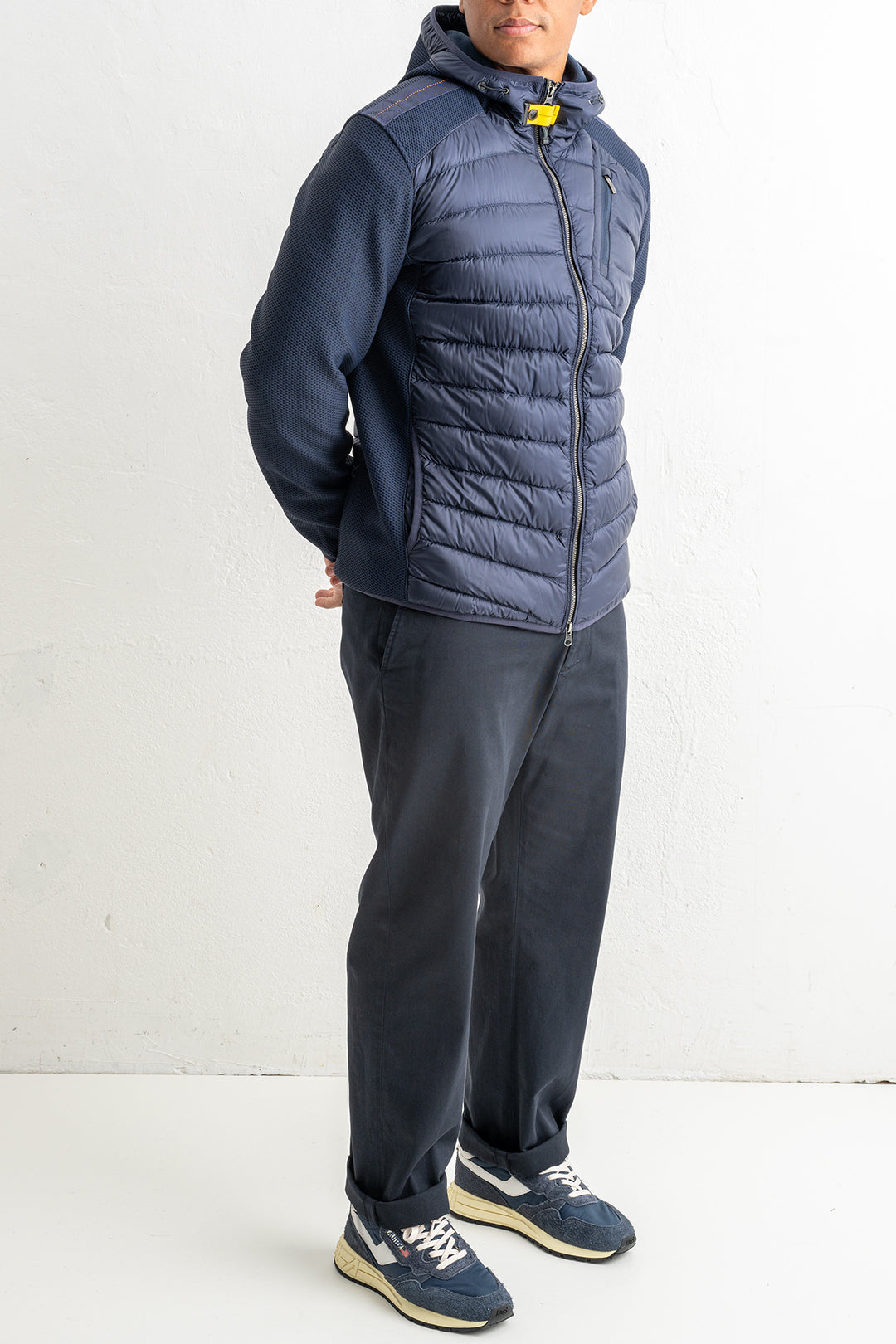 Nolan Fleece/Nylon Hooded Jacket Blue Navy