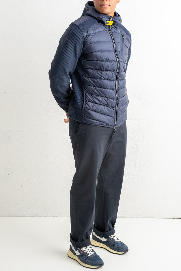 Nolan Fleece/Nylon Hooded Jacket Blue Navy