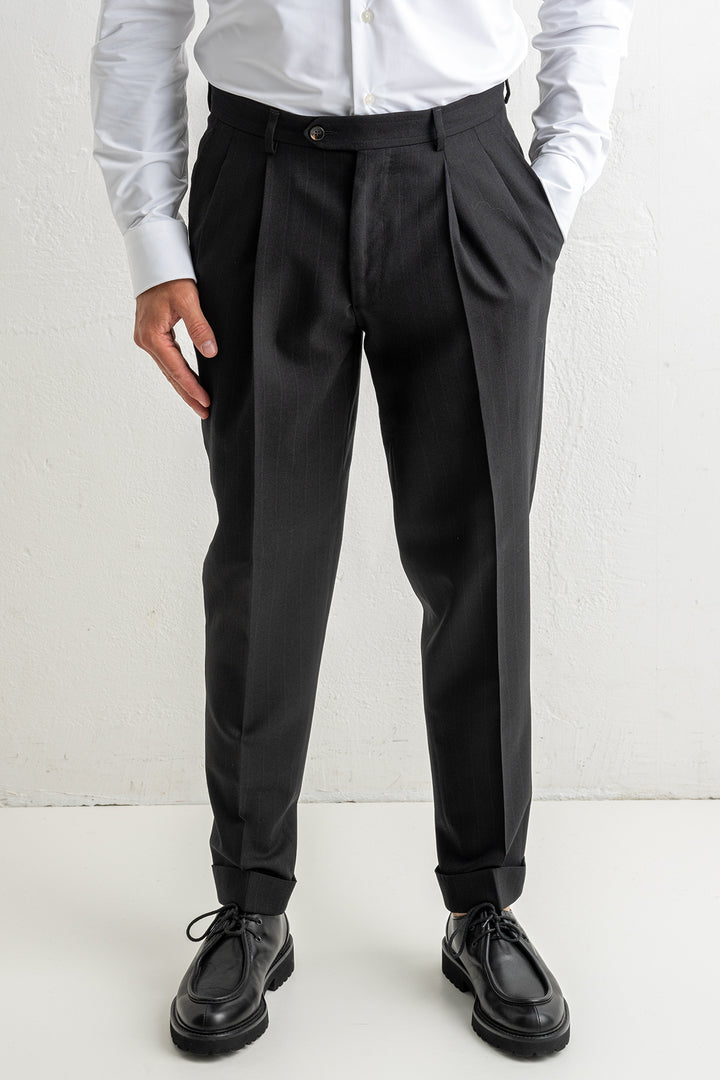 Two Pleat Trouser Black