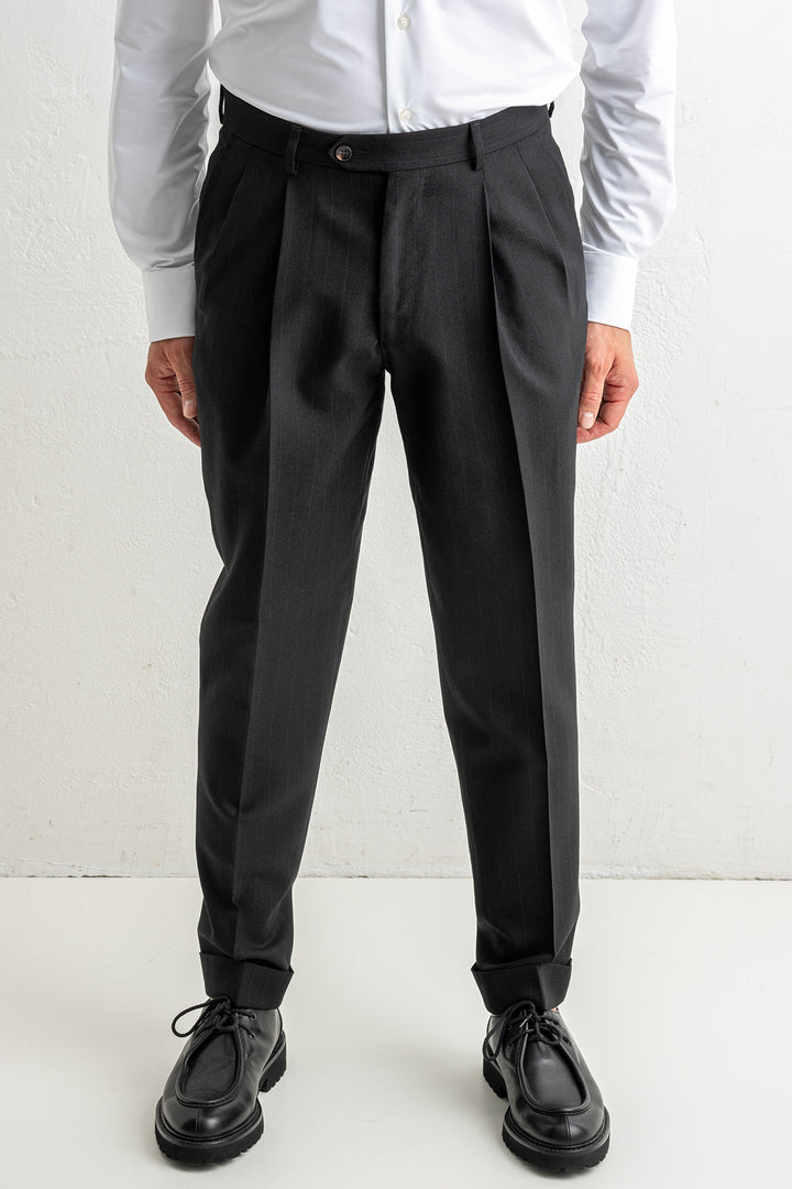 Two Pleat Trouser Black