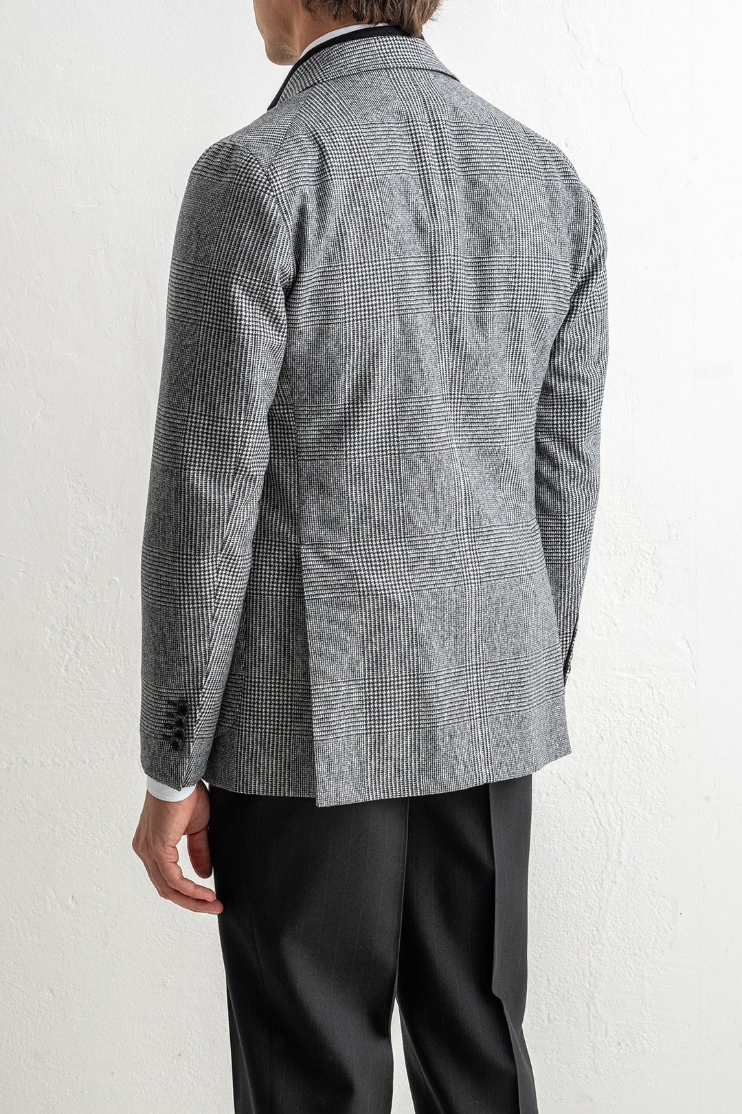 Double Breasted Checked Blazer Black/White