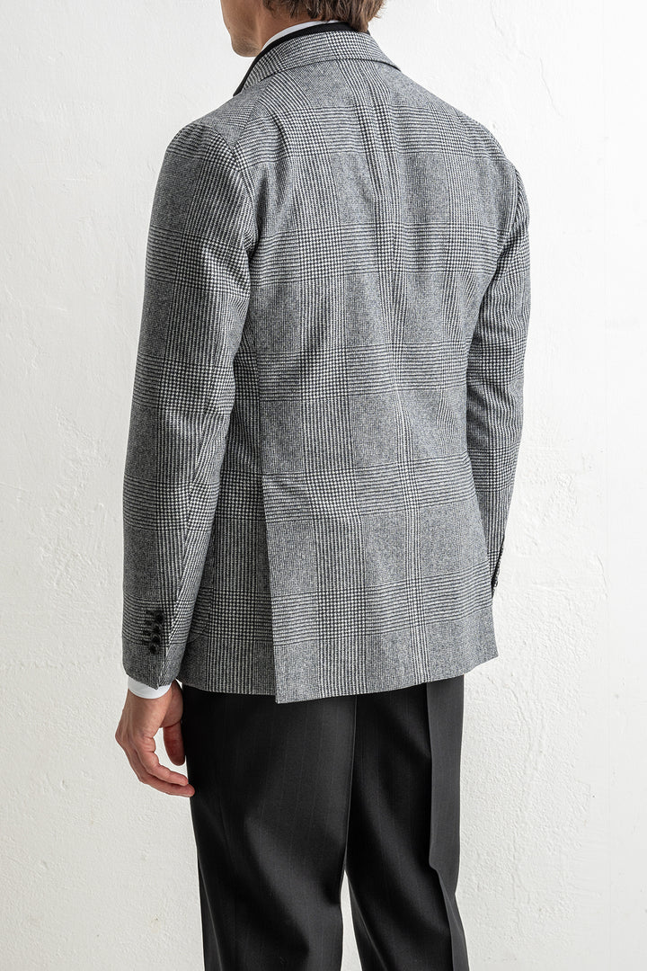 Double Breasted Checked Blazer Black/White