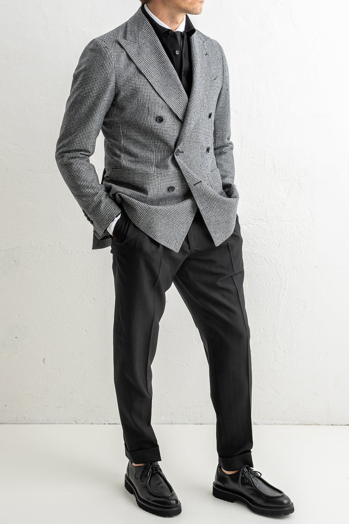 Double Breasted Checked Blazer Black/White