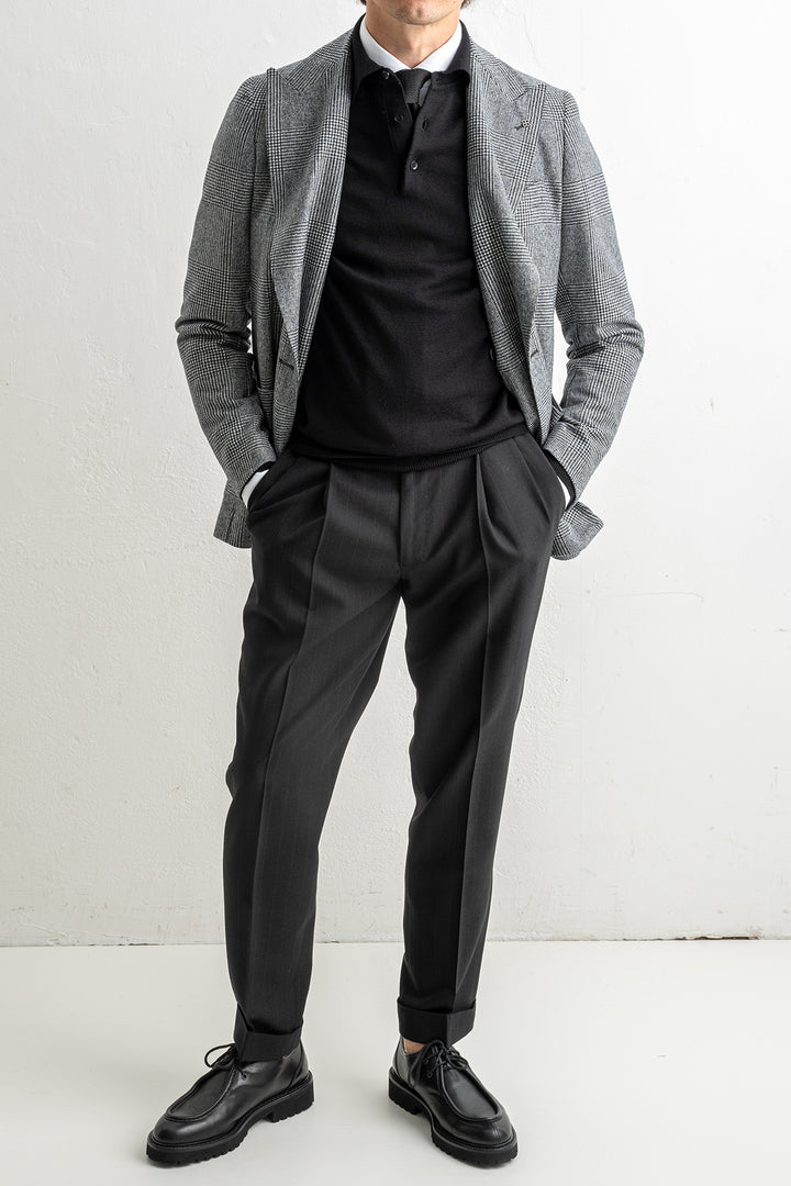 Double Breasted Checked Blazer Black/White