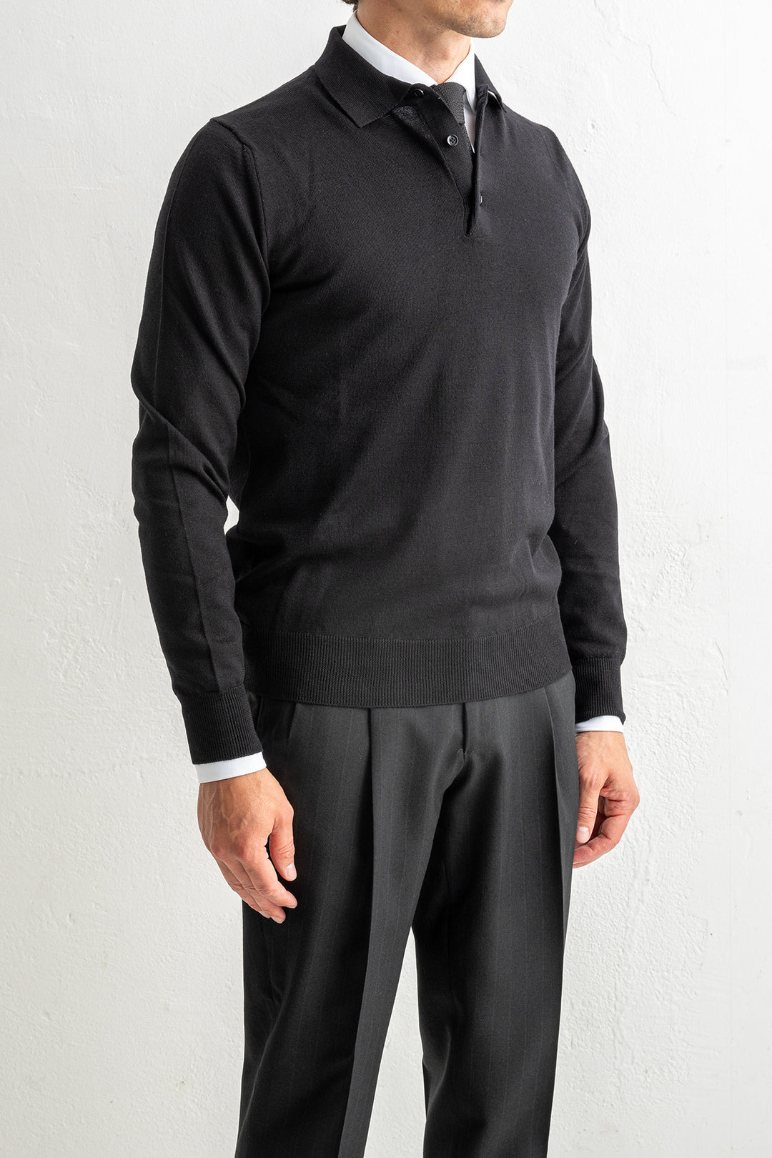 Merino Wool Polo Neck Black