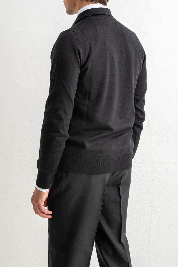 Merino Wool Polo Neck Black