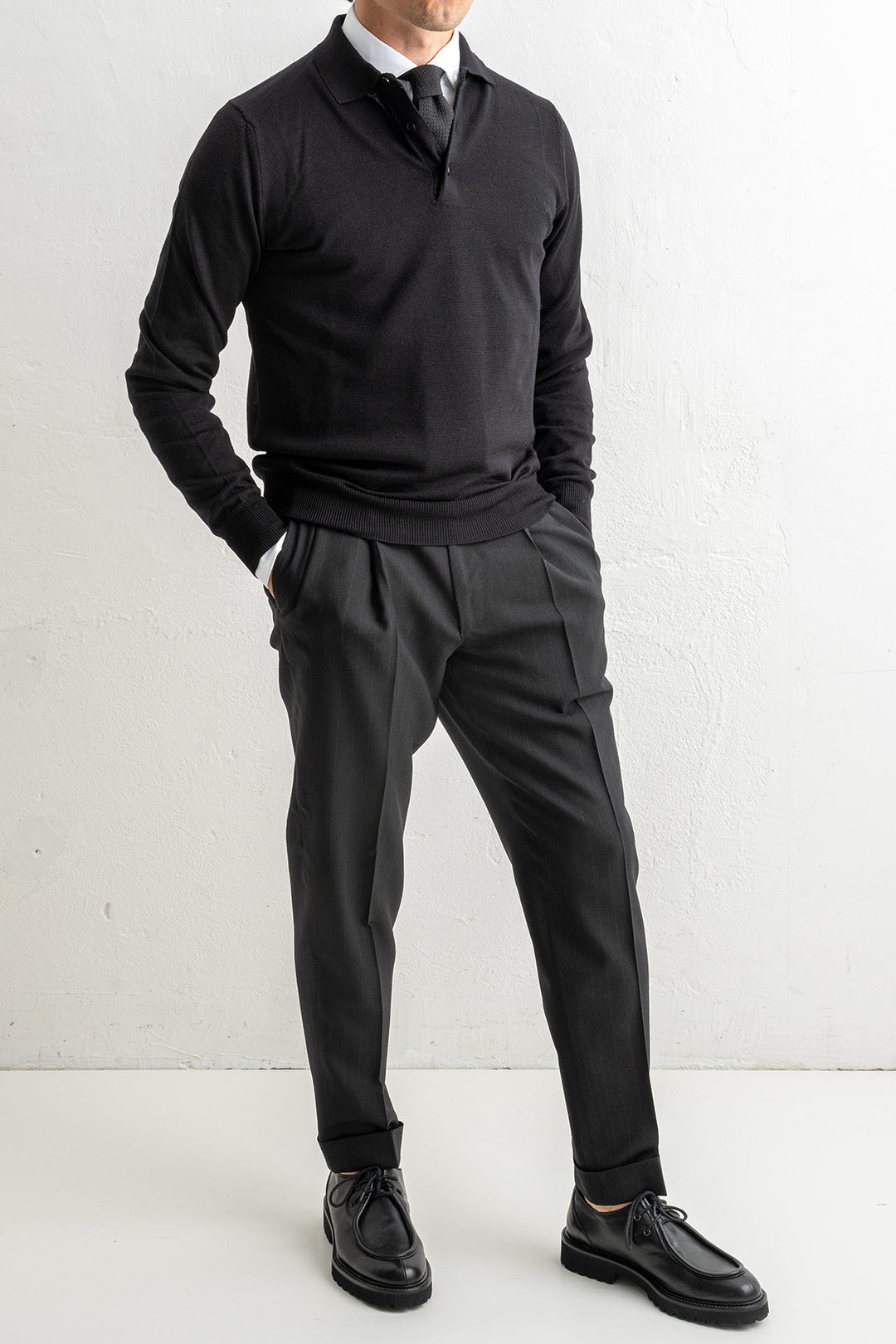 Merino Wool Polo Neck Black