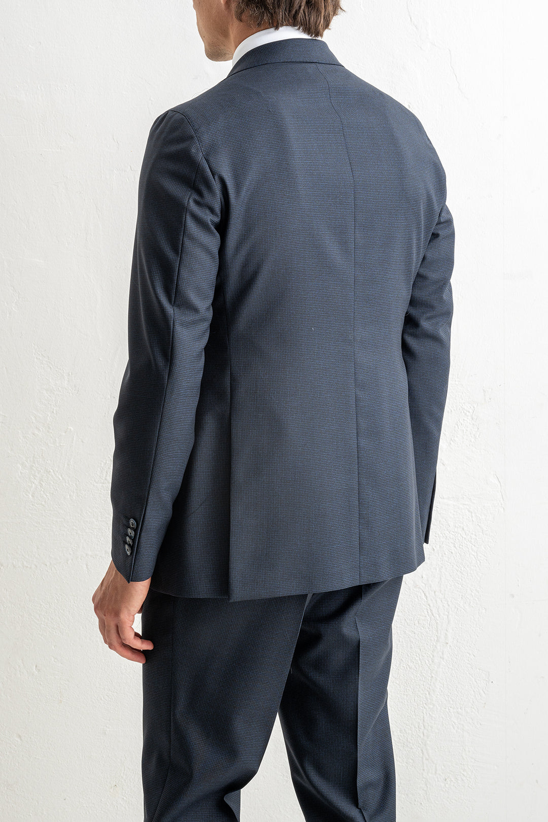 Single Breasted Pepita Suit Navy