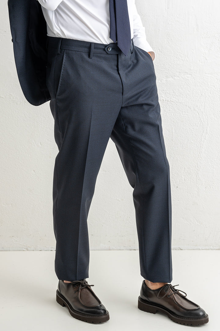 Single Breasted Pepita Suit Navy