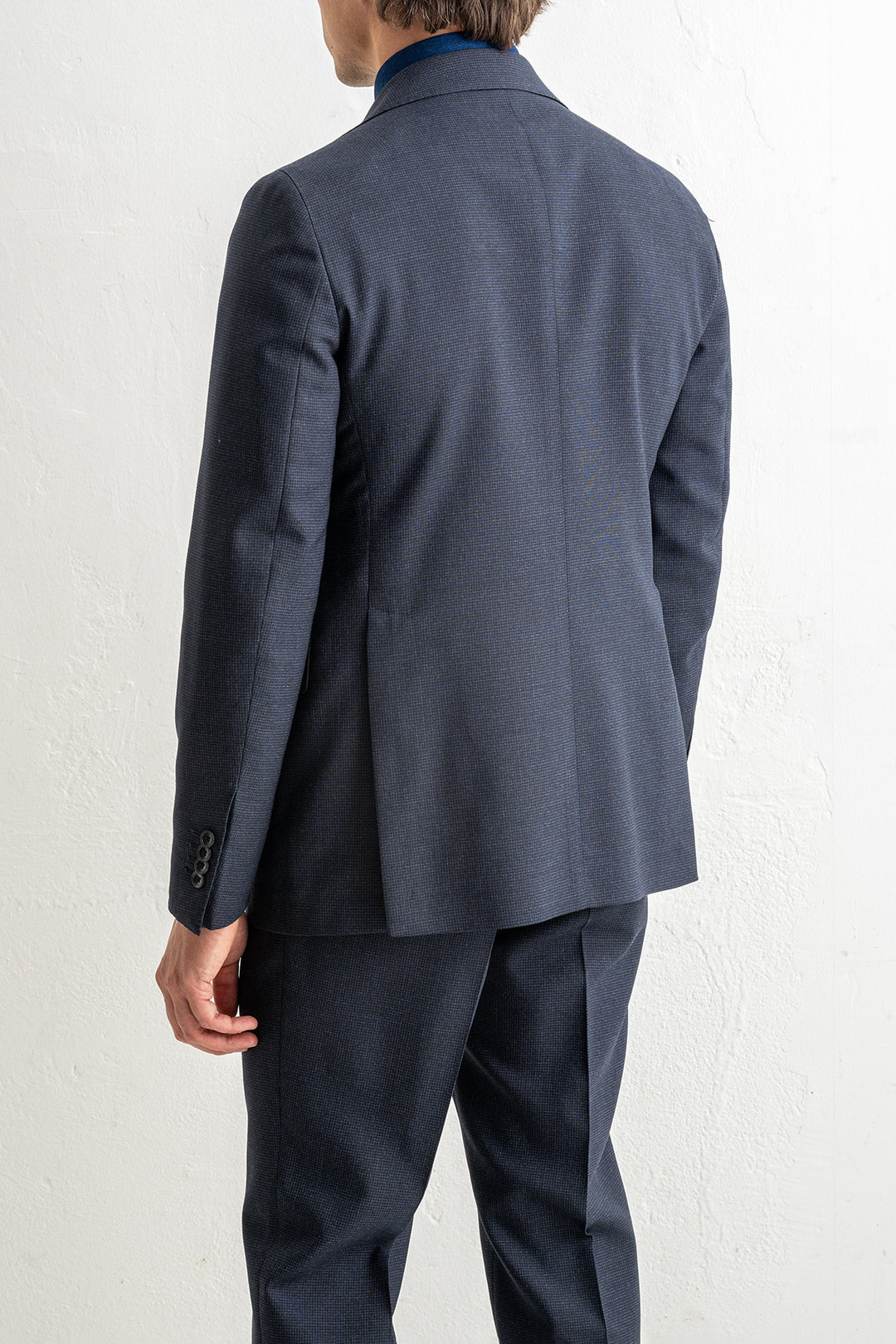 Luxury Pepita Wool Suit Blue