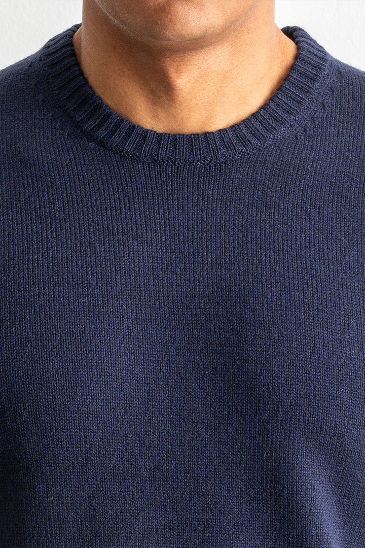 Luxury Merino Knit Crewneck Navy