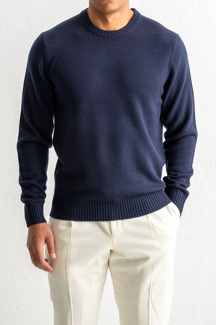 Luxury Merino Knit Crewneck Navy