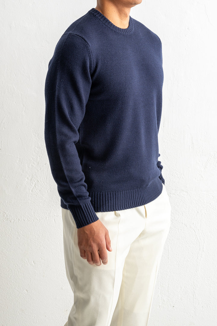 Luxury Merino Knit Crewneck Navy