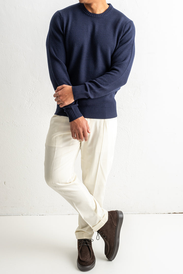 Luxury Merino Knit Crewneck Navy