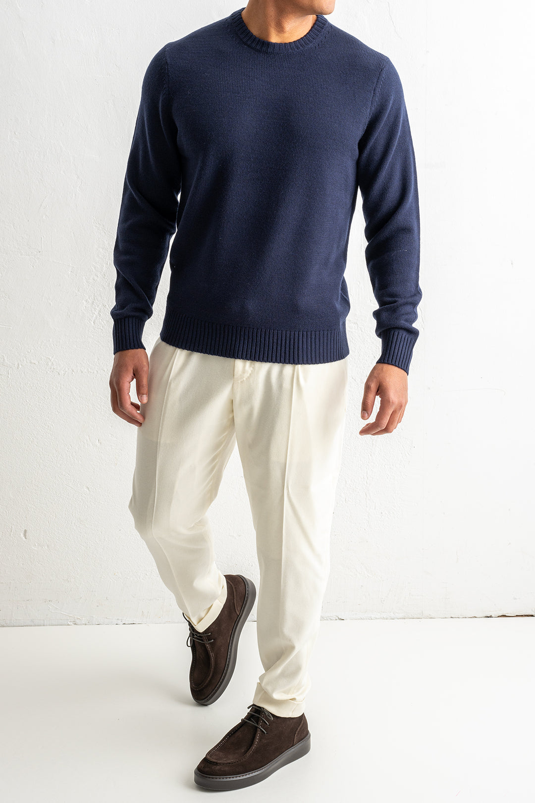 Luxury Merino Knit Crewneck Navy