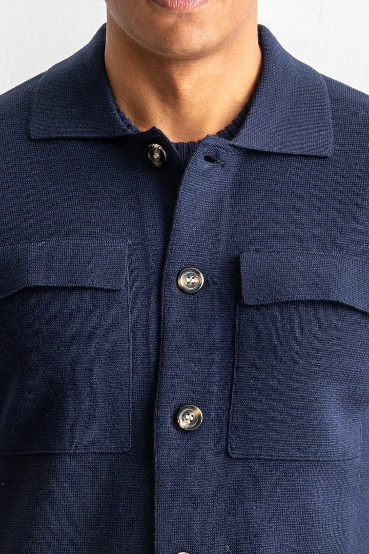 Luxury Knitted Overshirt Navy