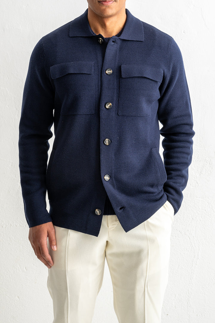 Luxury Knitted Overshirt Navy