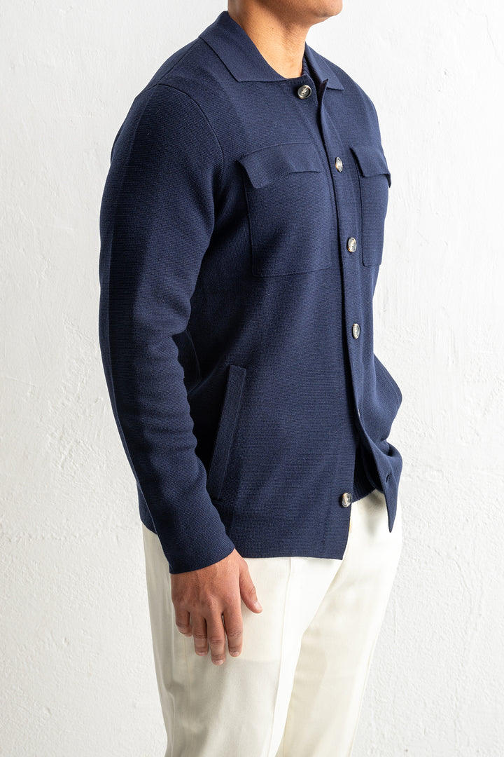 Luxury Knitted Overshirt Navy