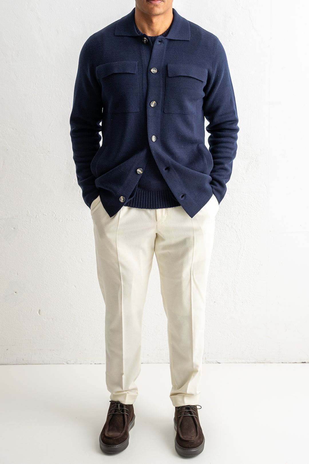 Luxury Knitted Overshirt Navy