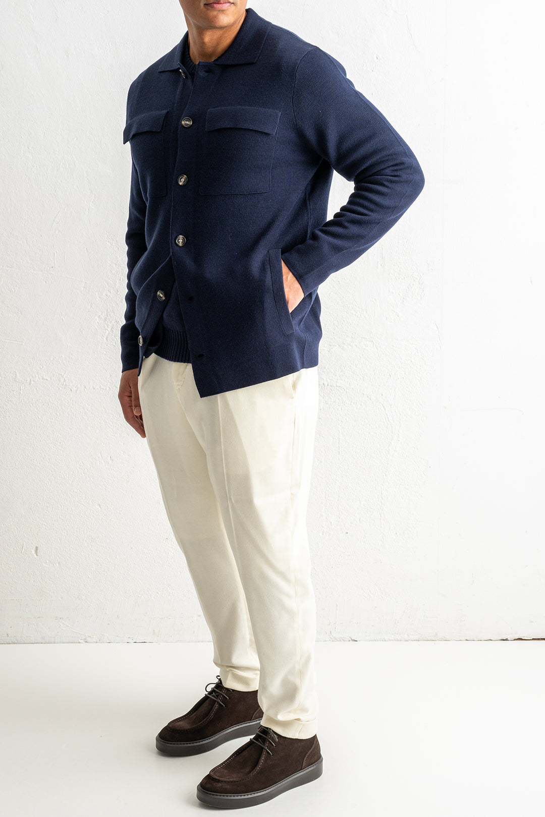 Luxury Knitted Overshirt Navy