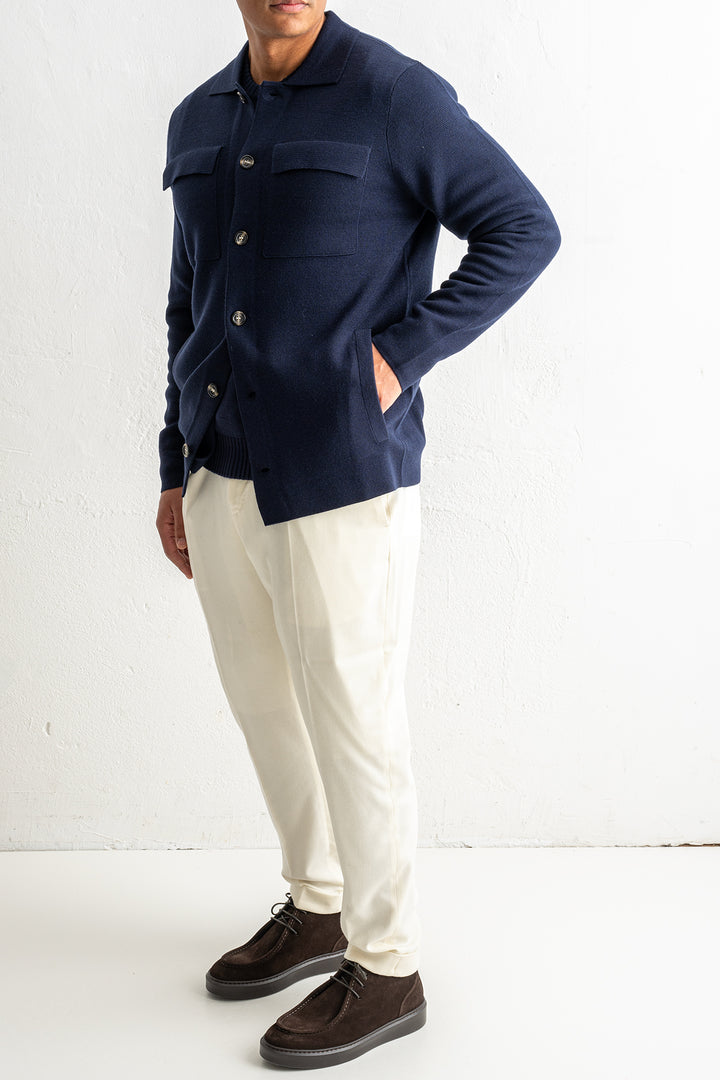 Luxury Knitted Overshirt Navy