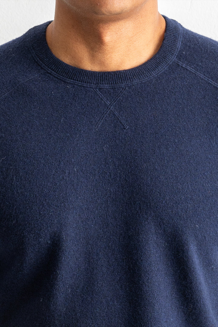 Wool Cashmere Raglan Sweater Navy