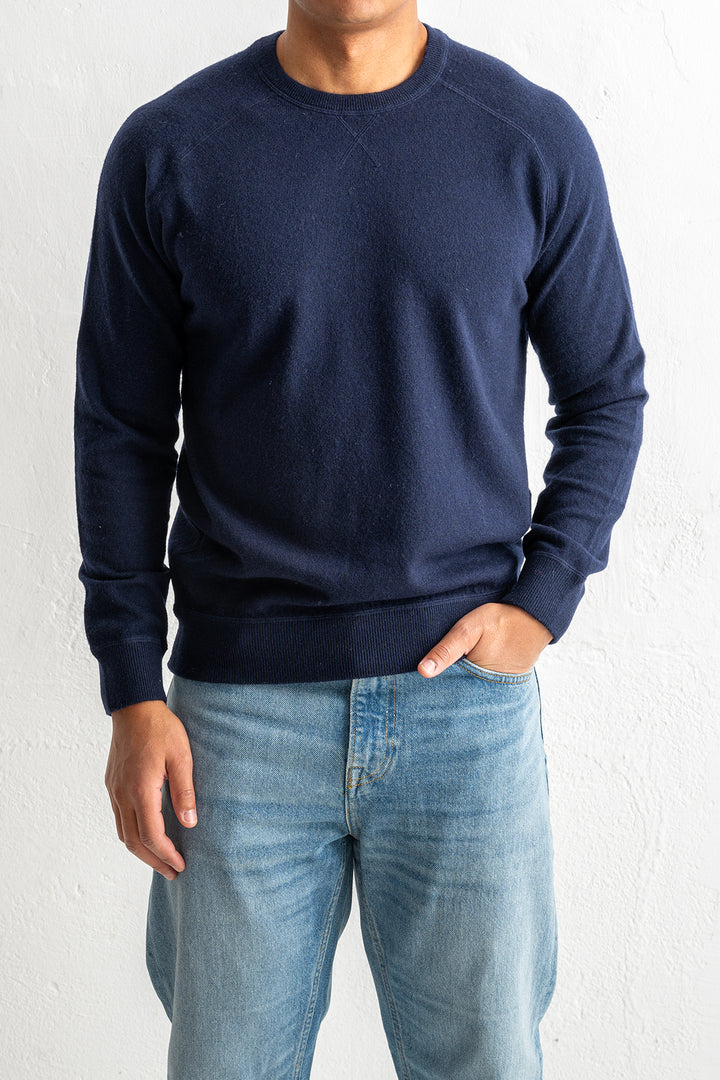 Wool Cashmere Raglan Sweater Navy