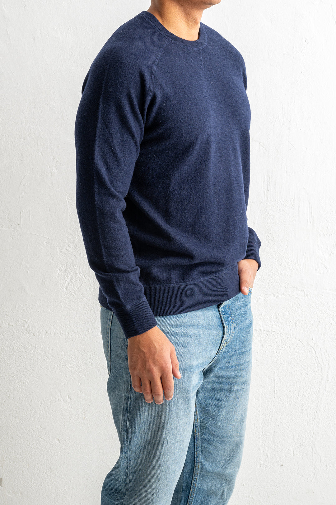 Wool Cashmere Raglan Sweater Navy