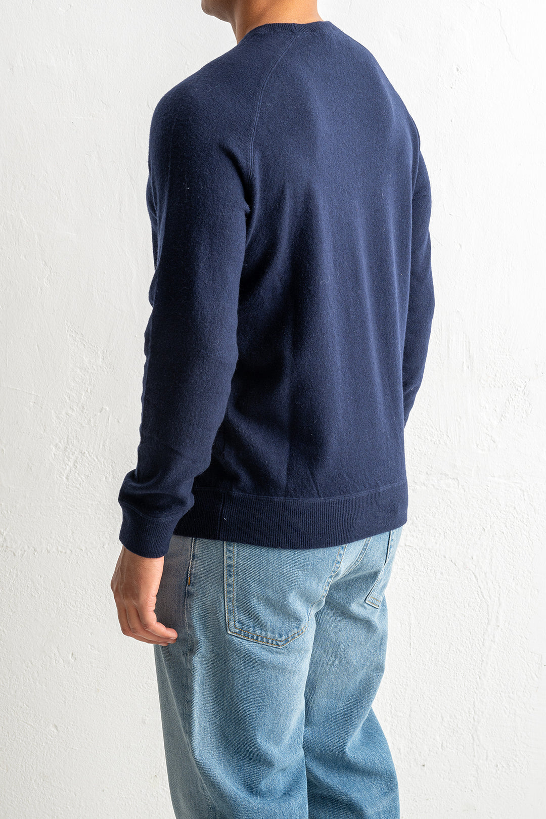 Wool Cashmere Raglan Sweater Navy