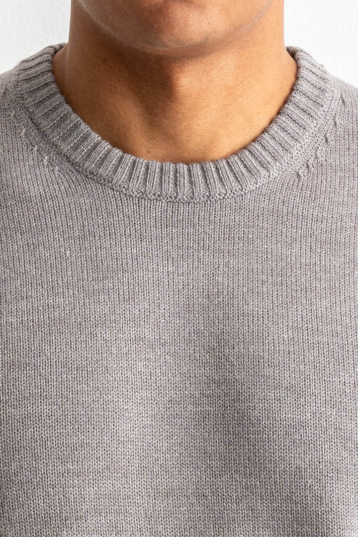 Luxury Merino Knit Crewneck Beige melange