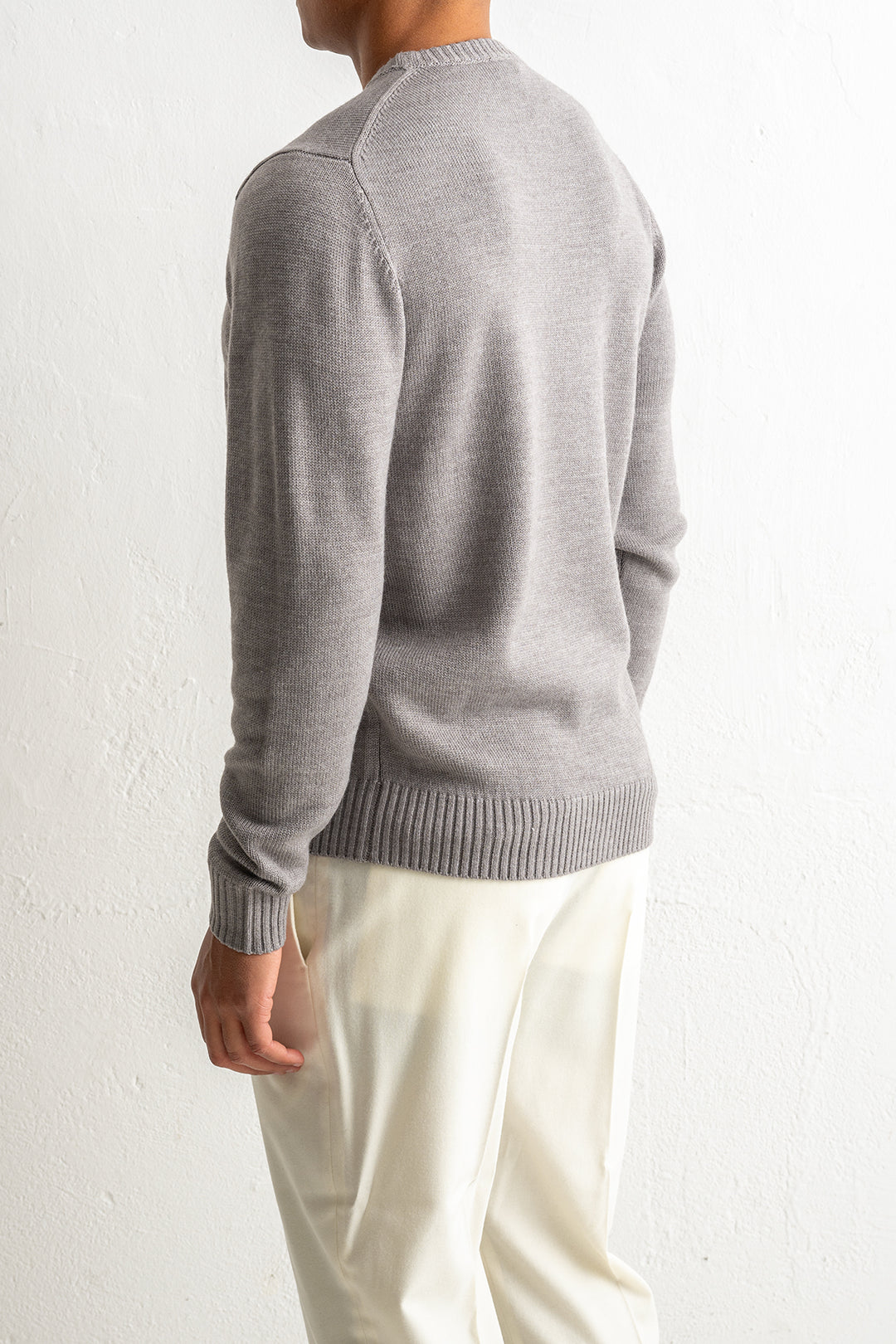 Luxury Merino Knit Crewneck Beige melange