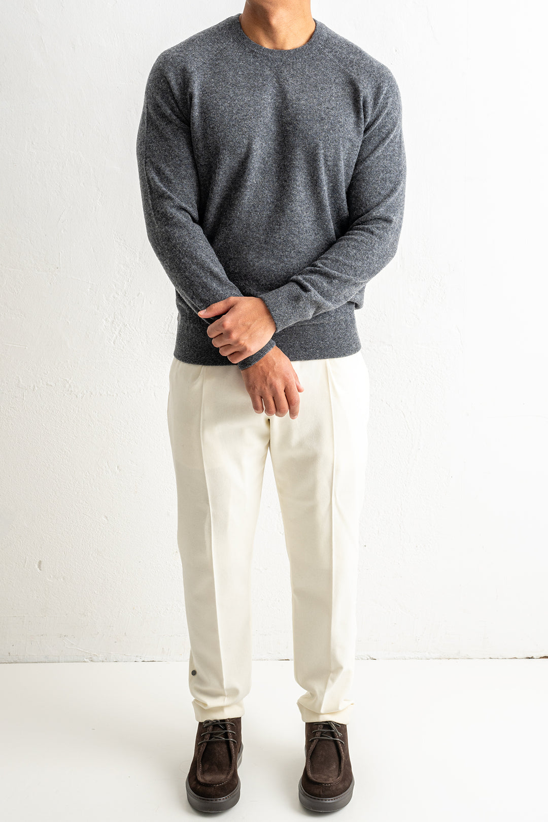 Wool Cashmere Raglan Sweater Antracite