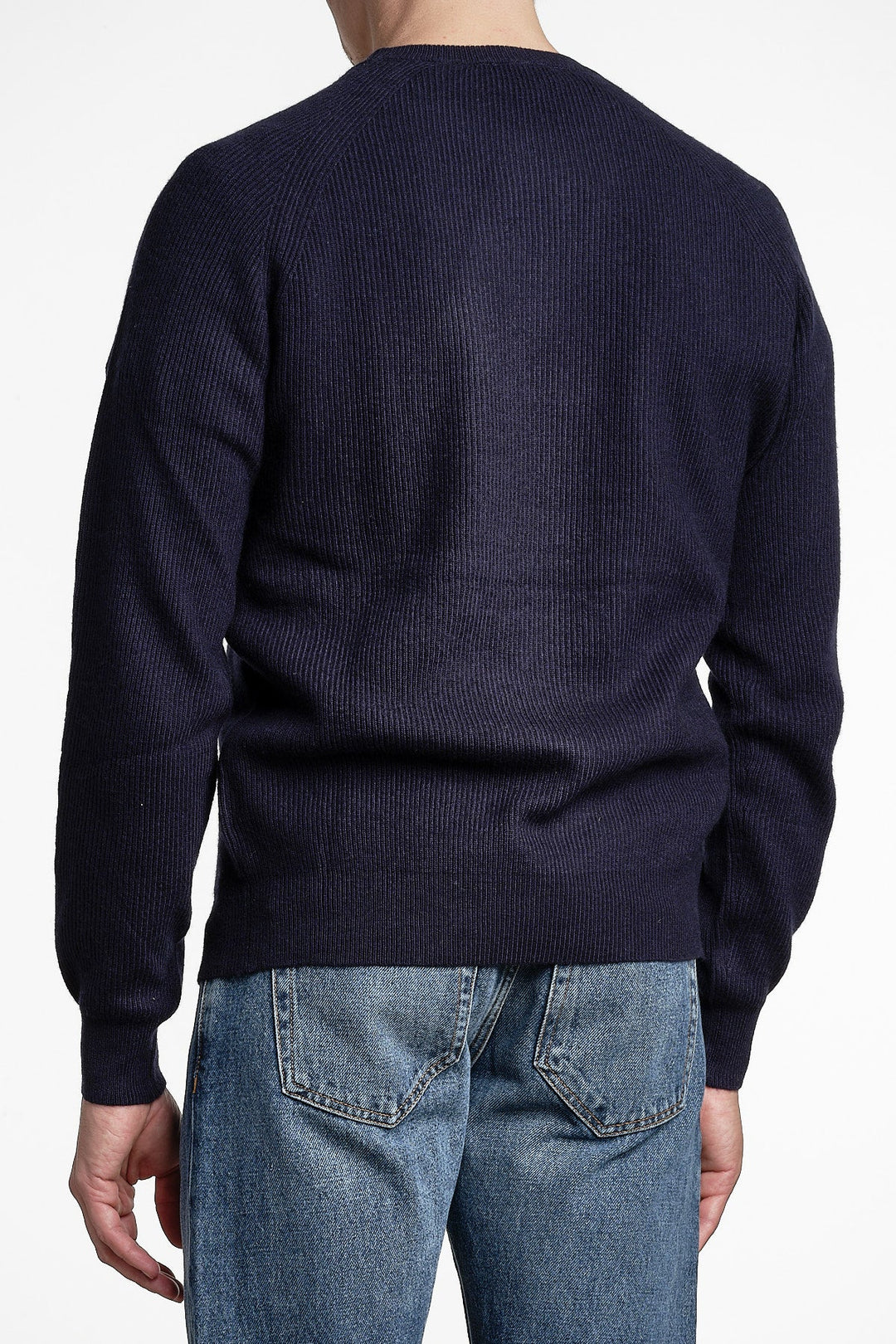 Cashmere Blend Raglan Sweater Navy – Adverb, från sidan