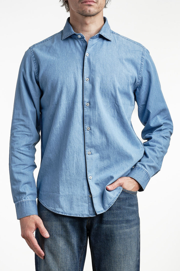 Denim Cotton Shirt Blue Jeans – ADVERB, framifrån