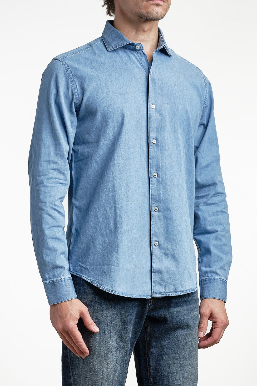 Denim Cotton Shirt Blue Jeans – ADVERB, bakifrån