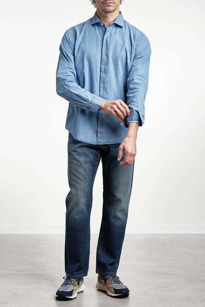 Denim Cotton Shirt Blue Jeans – ADVERB, detalj