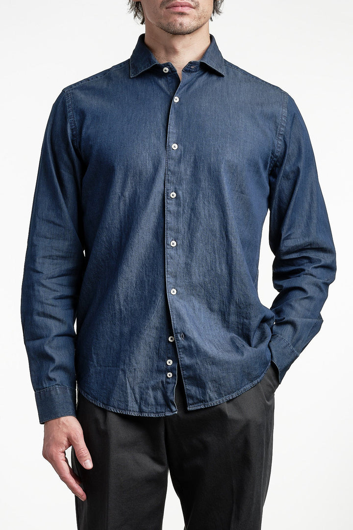 Denim Cotton Shirt Dark Jeans – ADVERB, framifrån