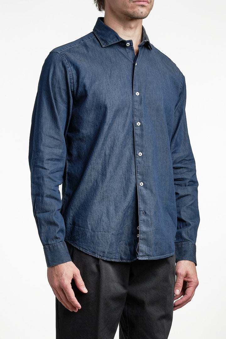 Denim Cotton Shirt Dark Jeans – ADVERB, bakifrån