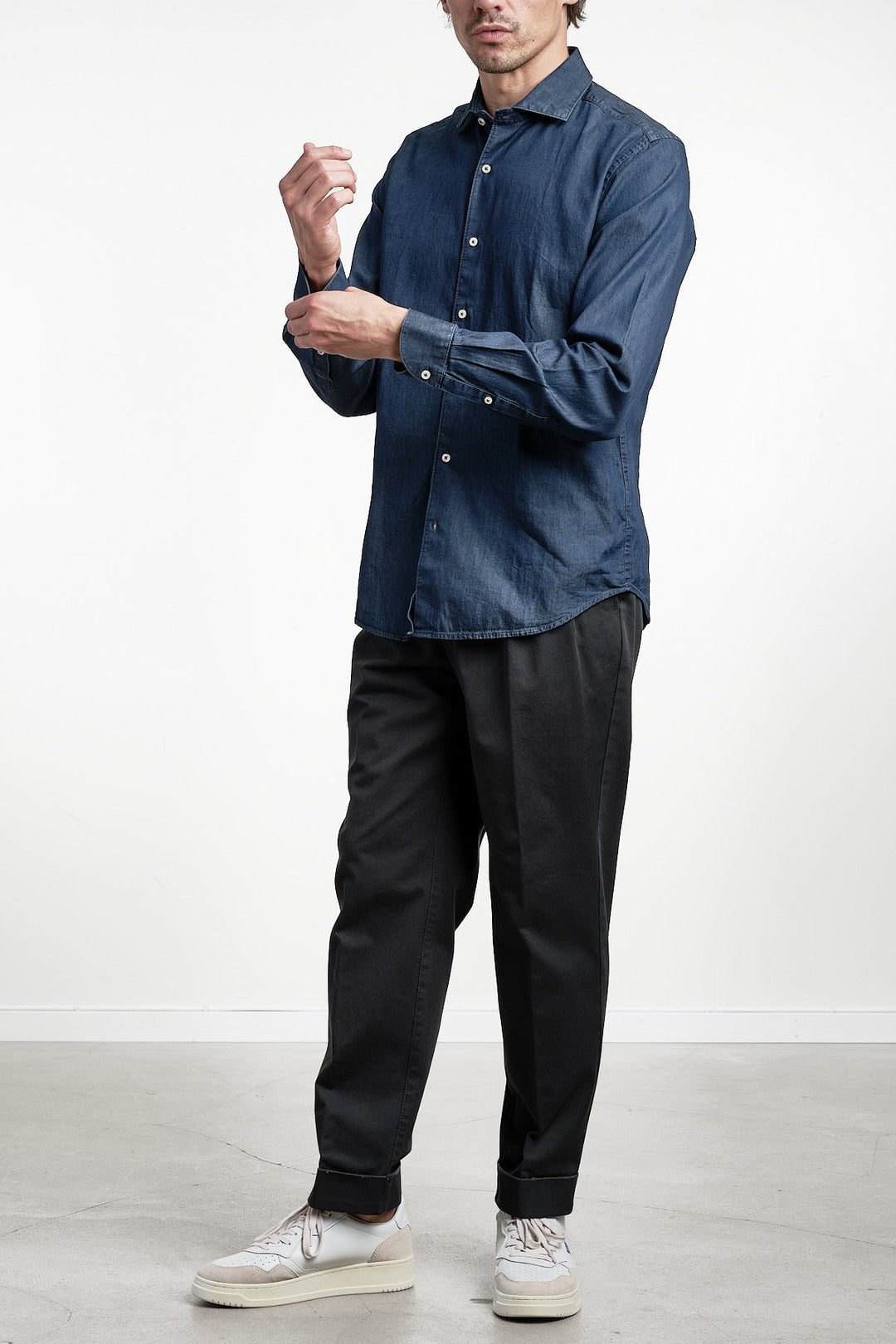 Denim Cotton Shirt Dark Jeans – ADVERB, detalj