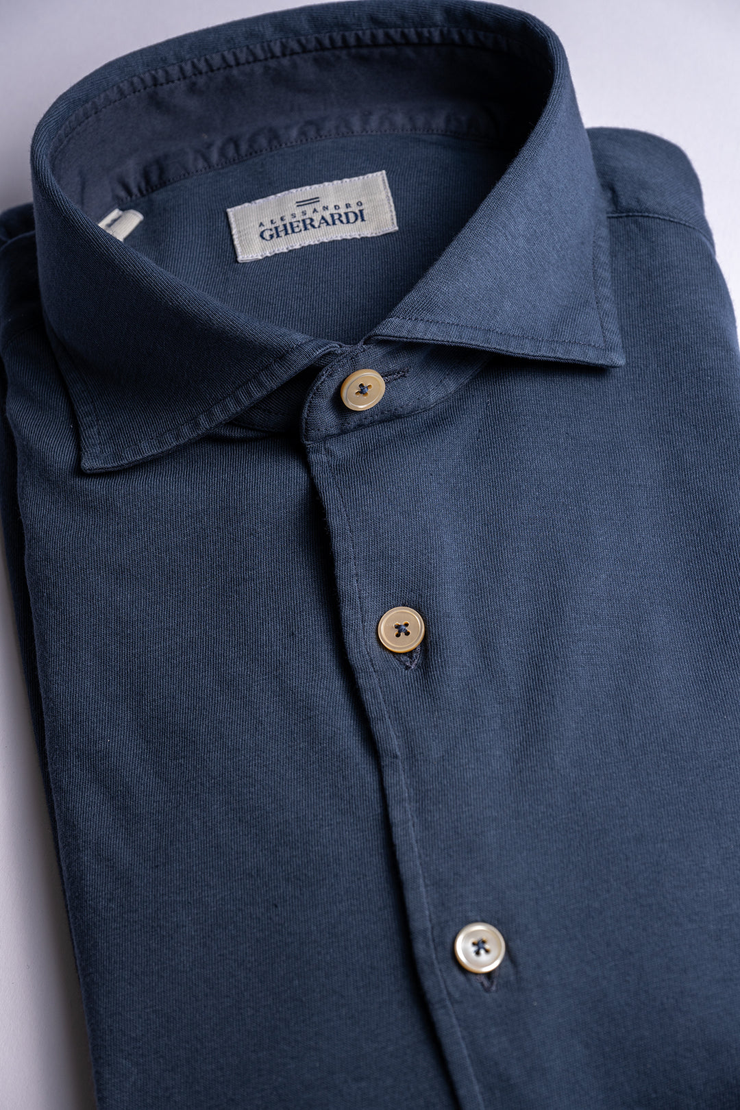 Luxury Cotton Jersey Shirt Navy
