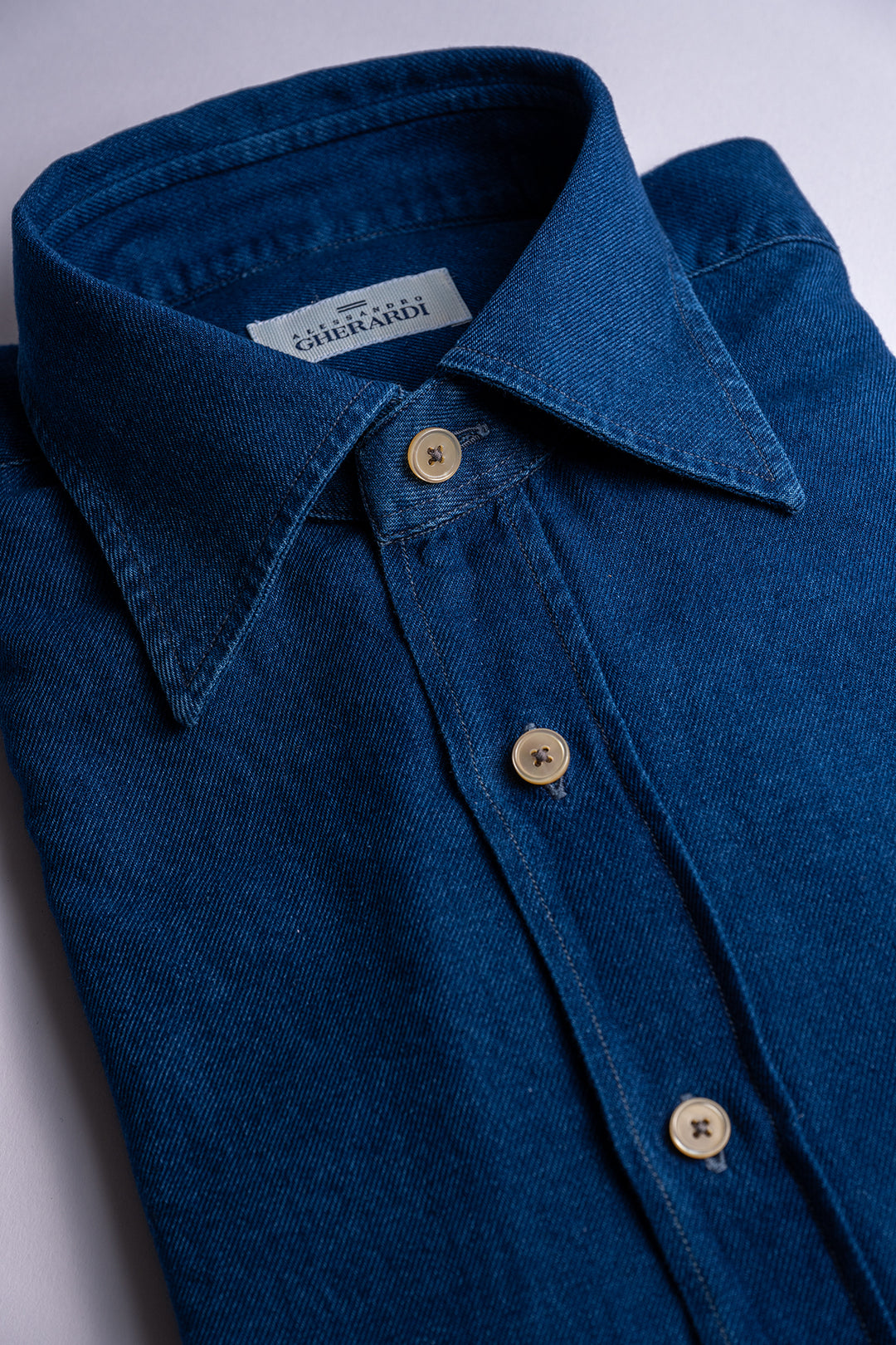 Luxury Cotton Denim Shirt MID BLUE