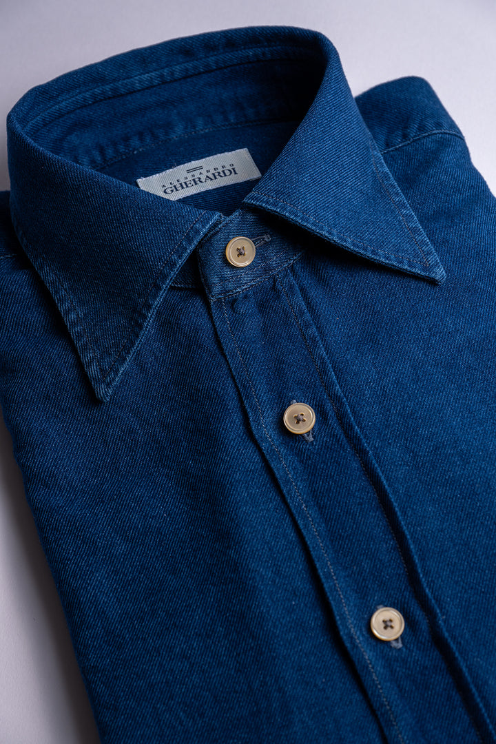 Luxury Cotton Denim Shirt MID BLUE