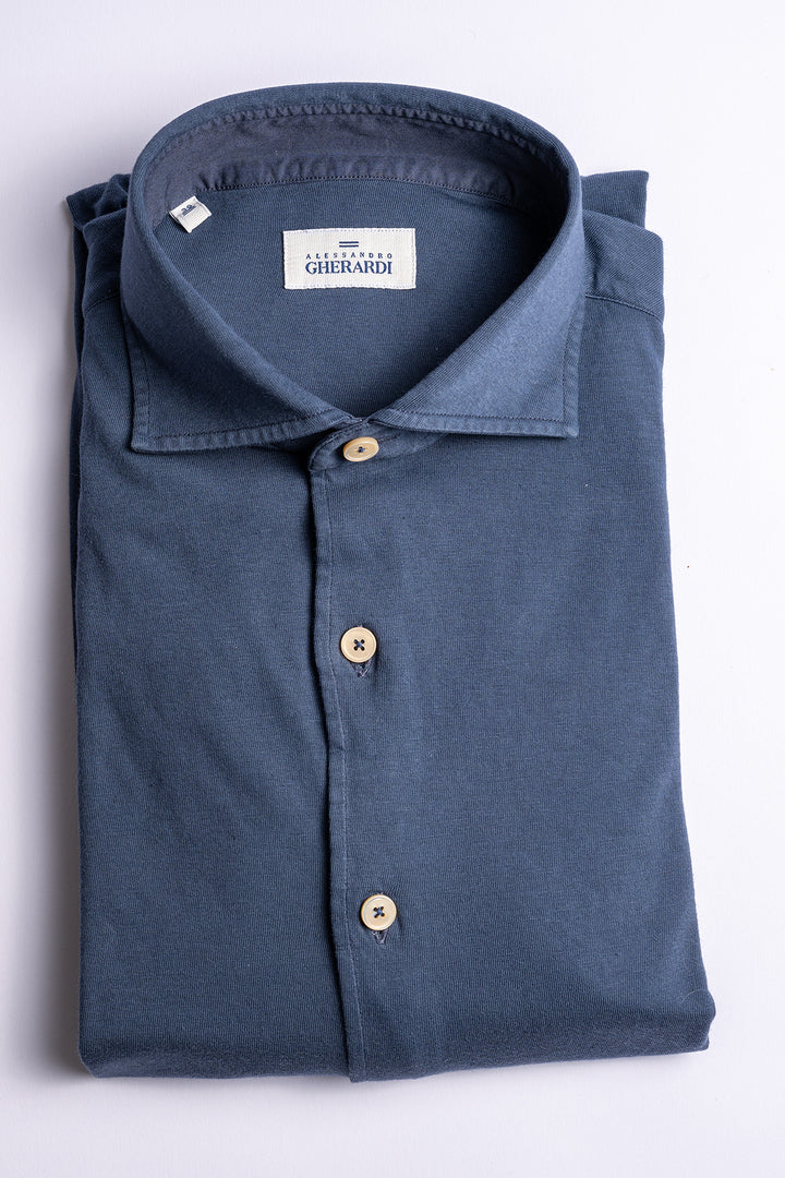 Luxury Cotton Jersey Shirt Navy