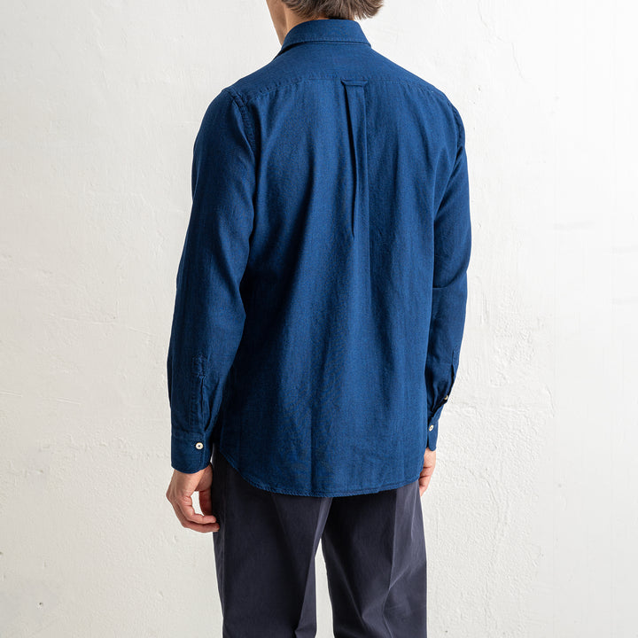Luxury Cotton Denim Shirt Dark Blue