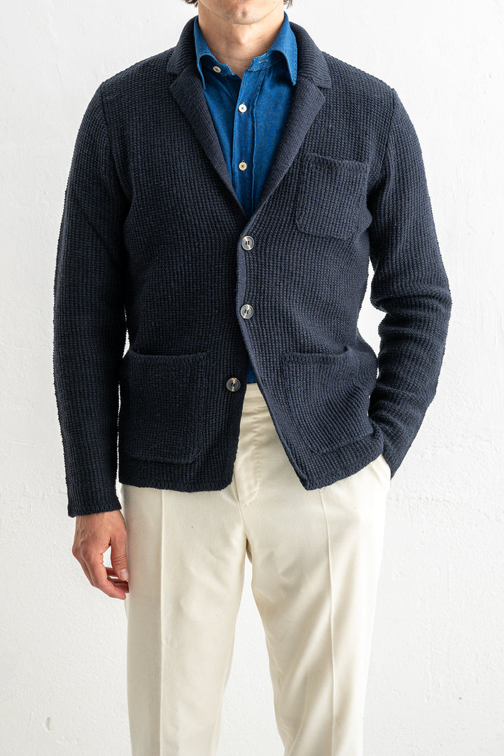 Hybrid Knitwear Jacket Navy
