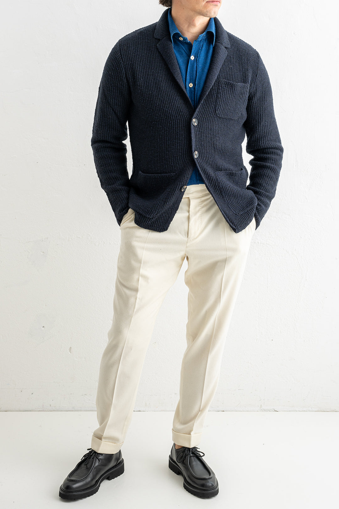 Hybrid Knitwear Jacket Navy